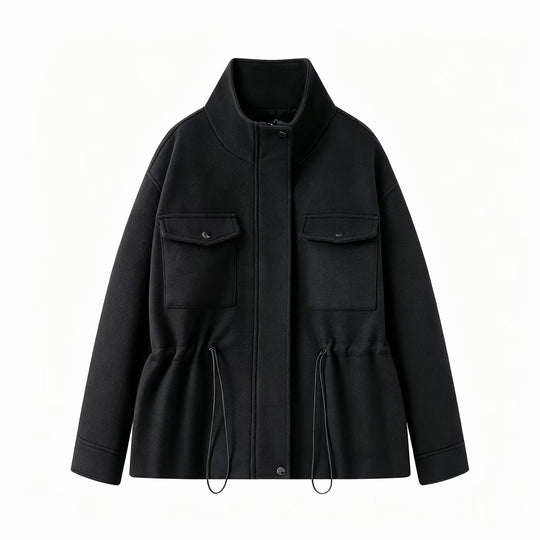 Damen Kurzjacke mit Tunnelzug, hohem Stehkragen und aufgesetzten Pattentaschen Shop Nory