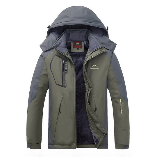 Herren wasserabweisende Outdoorjacke mit Teddyfleece-Innenlage, verstellbarer Kapuze und Multifunktions-Taschen Shop Nory