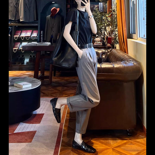 Damen weite Stoffhose mit eleganten Falten Shop Nory
