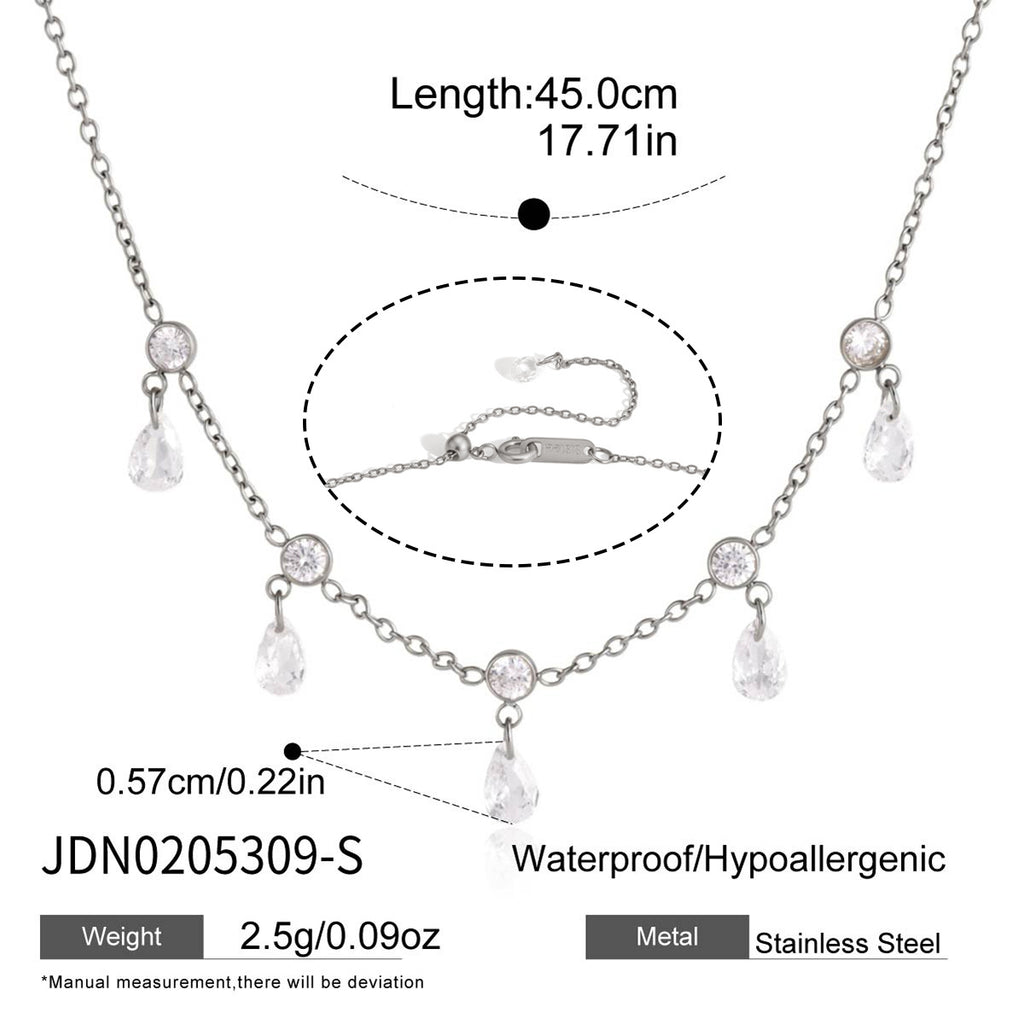 Damen Kette mit funkelnden Tropfenanhängern aus hypoallergenem Edelstahl Shop Nory