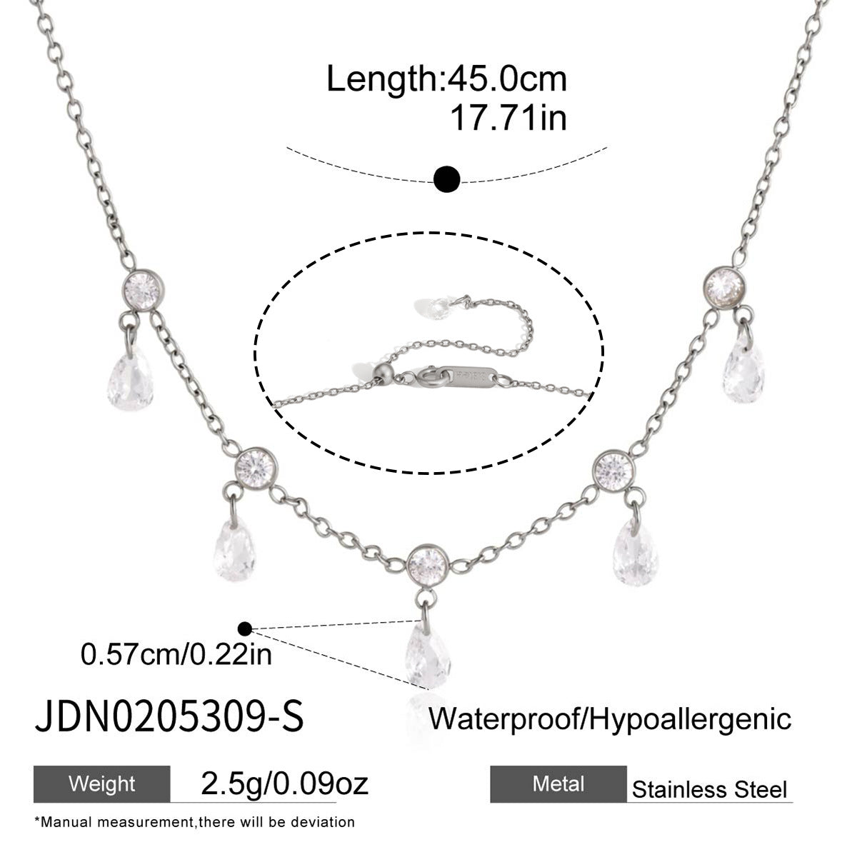 Damen Kette mit funkelnden Tropfenanhängern aus hypoallergenem Edelstahl Shop Nory