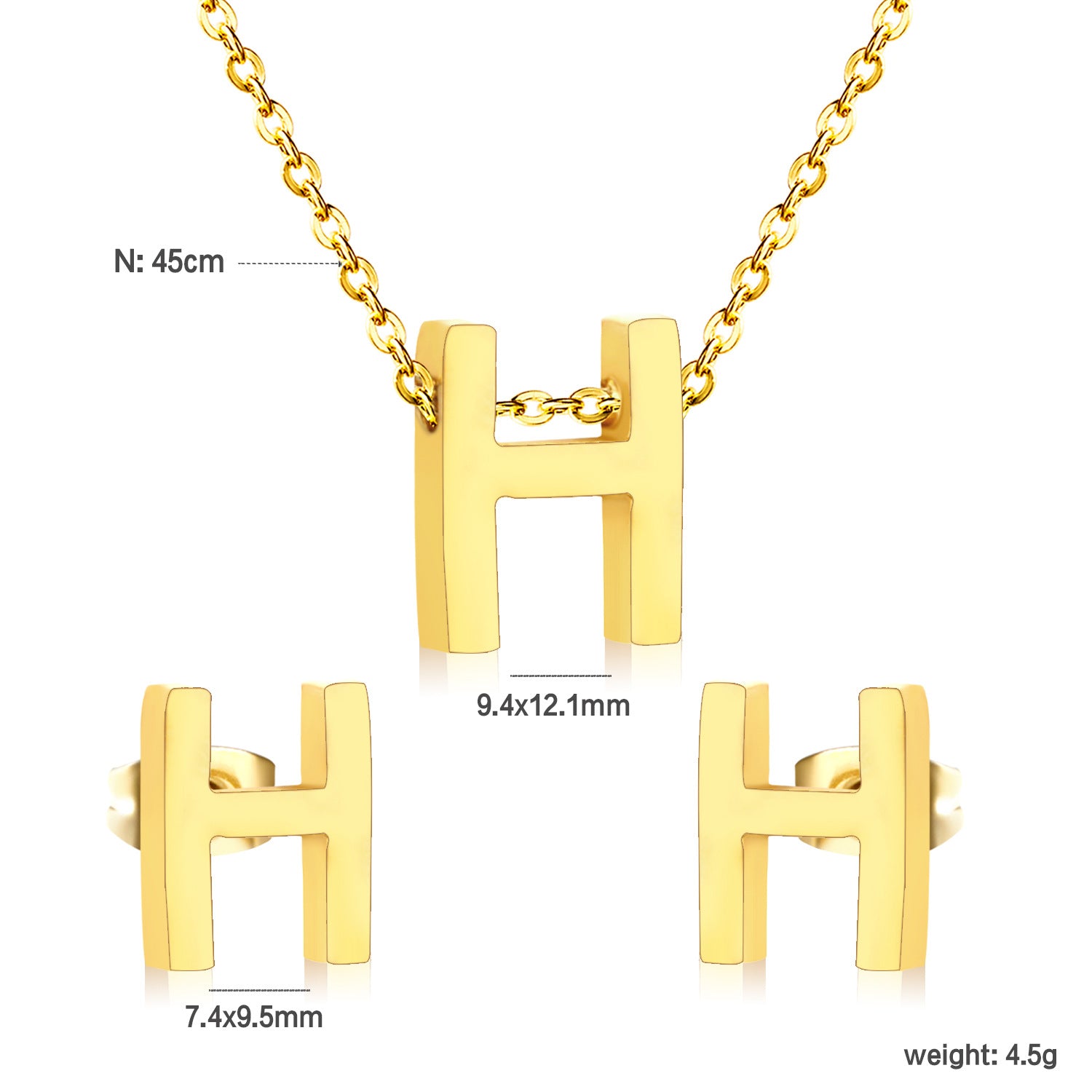 Damen Schmuckset mit K-Anhänger und passenden Ohrsteckern Shop Nory