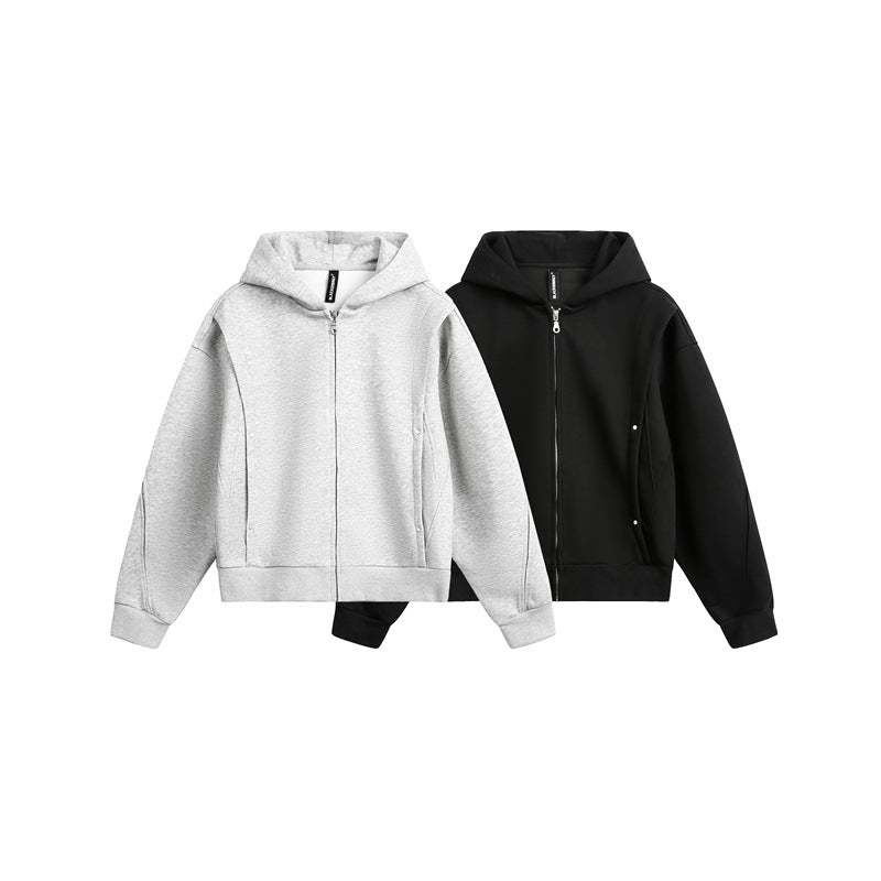 Unisex Oversize Kapuzen-Sweatjacke mit Reißverschluss und verdeckten Seitentaschen Shop Nory