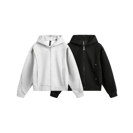Unisex Oversize Kapuzen-Sweatjacke mit Reißverschluss und verdeckten Seitentaschen Shop Nory
