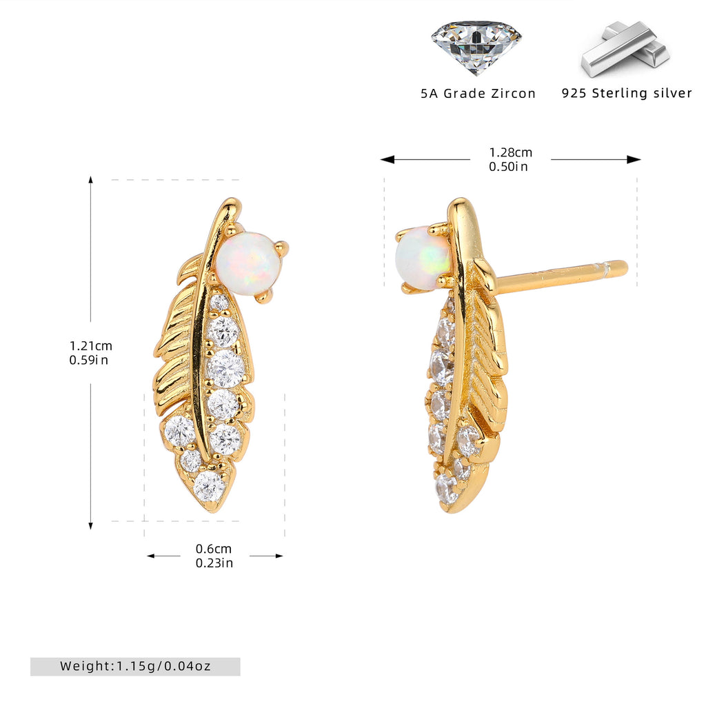 Damen Ohrstecker mit feinem Blattdesign und Zirkonbesatz Shop Nory