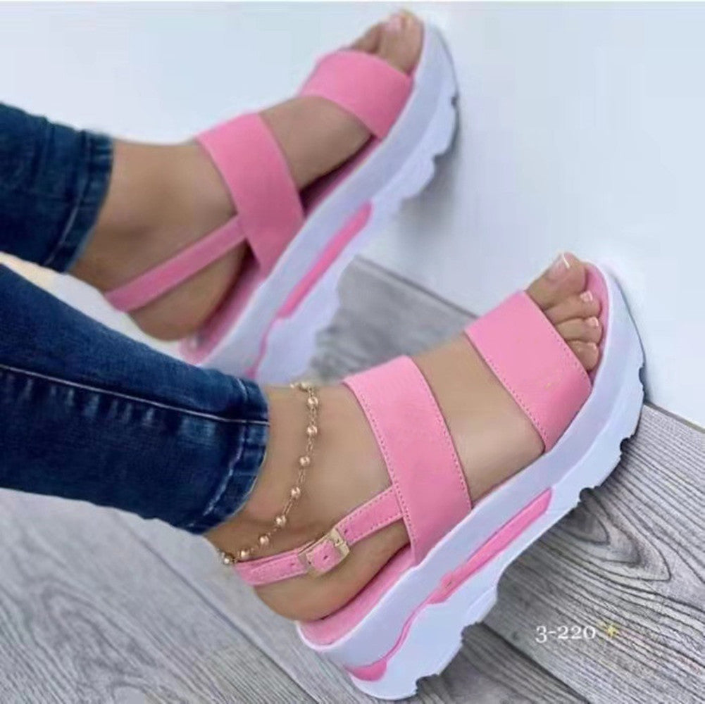 Damen Wedge-Sandalen mit komfortablem Fußbett und verstellbarem Riemendesign Shopnory