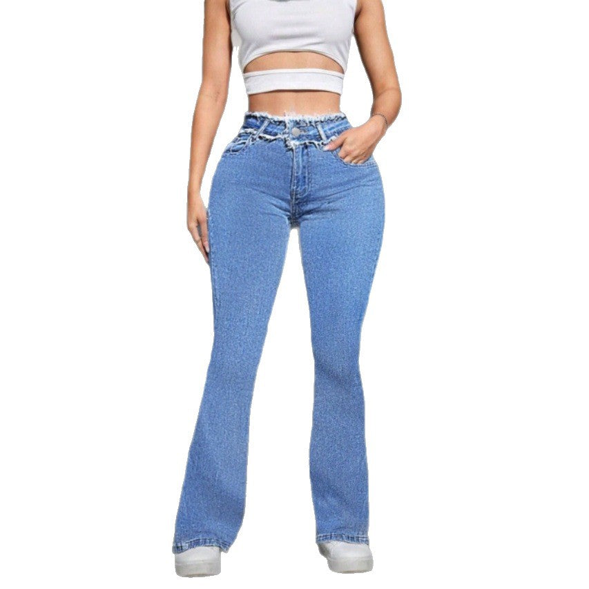 Damen Hochtaillierte Sculpting-Flared-Jeans mit gerafftem Bund und figurformender Passform Shop Nory