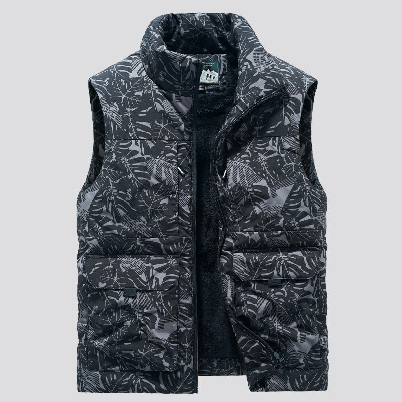 Herren Gefütterte ärmellose Utility‑Steppweste mit Teddyfutter und großen Klappentaschen Shop Nory