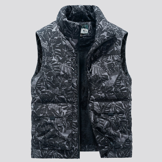 Herren Gefütterte ärmellose Utility‑Steppweste mit Teddyfutter und großen Klappentaschen Shop Nory