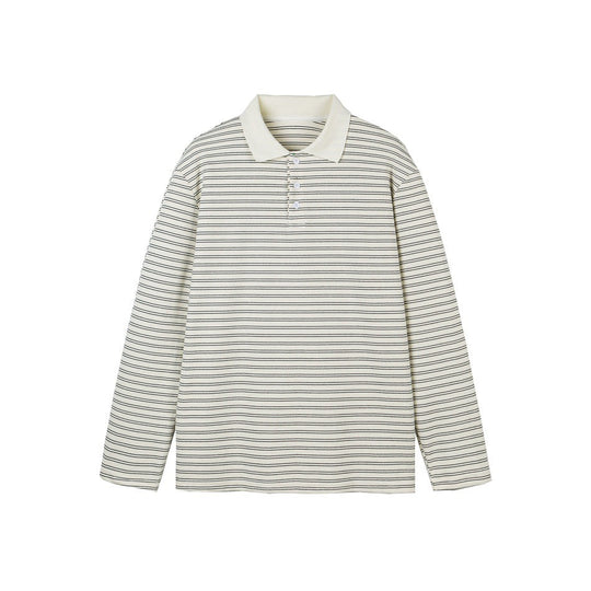 Herren Langarm-Poloshirt aus feinem Baumwollstrick mit Kentkragen und feiner Streifenstruktur Shop Nory