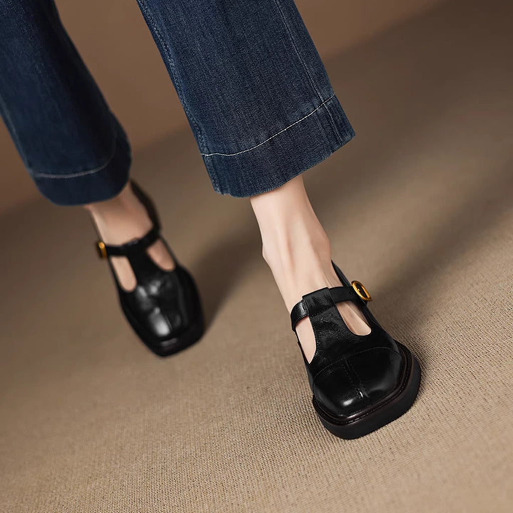 Damen Elegante Ballerinas mit modischer Schnallenverzierung