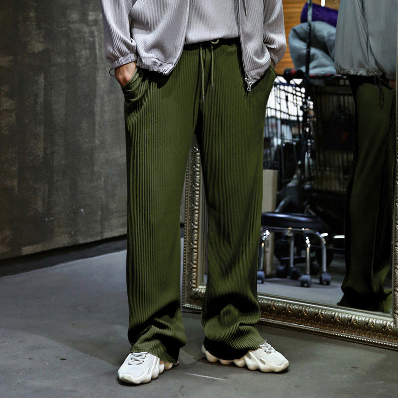 Herren Lässige gerippte Relaxhose mit weitem Bein, Tunnelzug & Eingrifftaschen Shop Nory