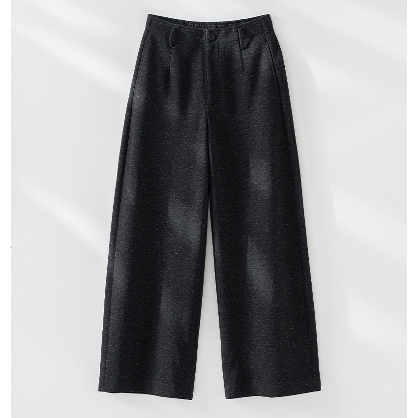 Damen Elegante hochtaillierte Wollblend-Palazzohose mit Bundfalten und geradem Bein Shop Nory
