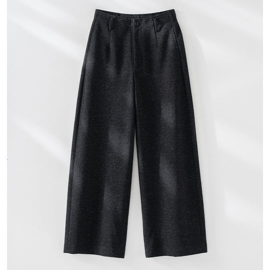 Damen Elegante hochtaillierte Wollblend-Palazzohose mit Bundfalten und geradem Bein Shop Nory