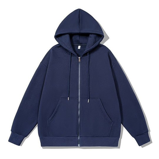 Unisex oversized Kapuzenjacke mit ausladendem Schulterschnitt, durchgehendem Reißverschluss und French-Terry Shop Nory