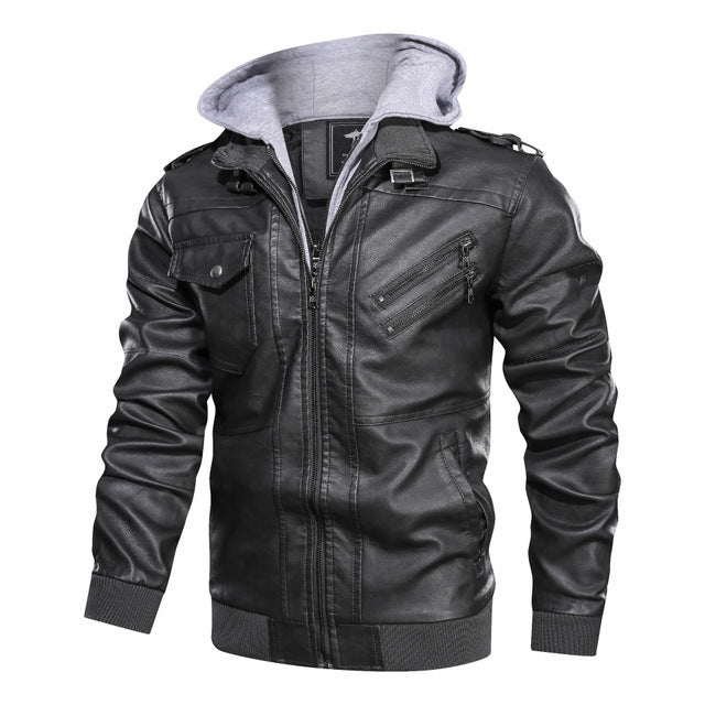 Herren lässige jacke mit abnehmbarer Kapuze und funktionalen Taschen