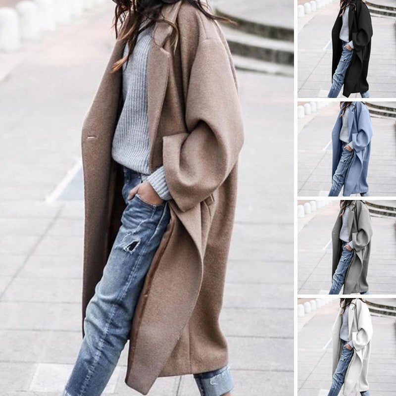 Damen nan langer Oversize Wollmix-Kimonomantel mit offener Vorderseite und tiefen Eingrifftaschen Shop Nory