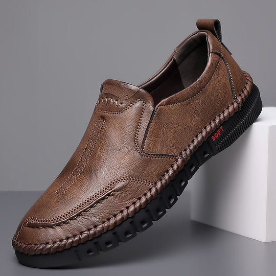 Herren Elegante Leder-Slipper mit geflochtener Sohleneinfassung und flexibler Soft-Profilsohle Shop Nory