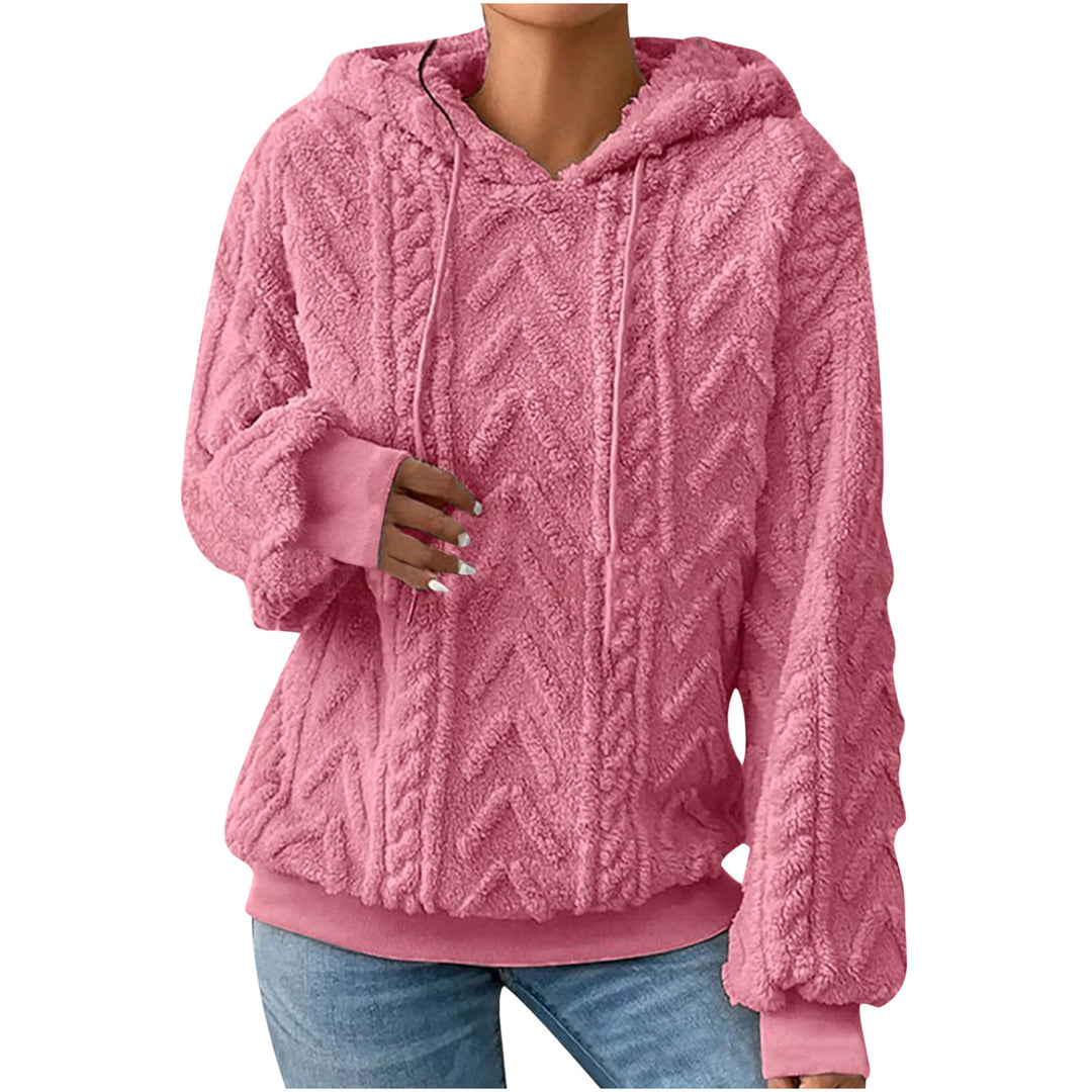 Damen nan kuscheliger Kapuzenpullover mit Zopfmuster Eingrifftaschen und Rippbündchen Shop Nory