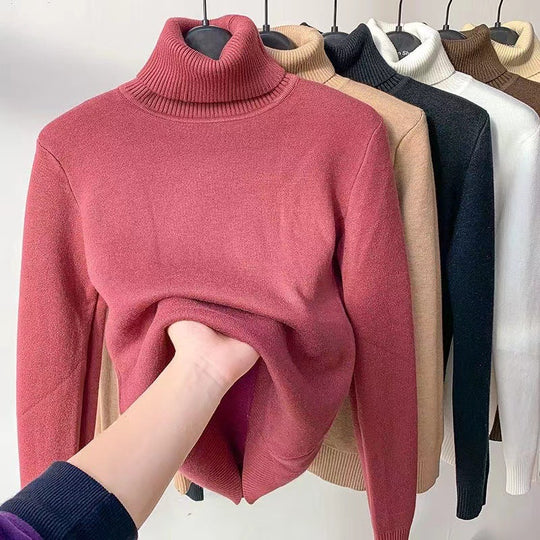 Damen Feinstrick-Rollkragenpullover mit wärmendem Innenfutter und schmaler Silhouette Shop Nory