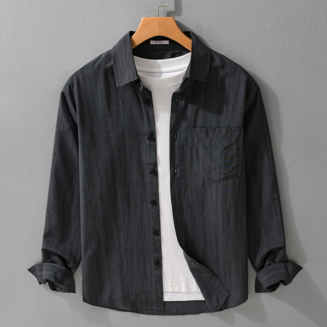 Herren Leichtes Layering-Hemd aus Baumwollmix mit Brusttasche und dezentem Streifenrelief Shop Nory