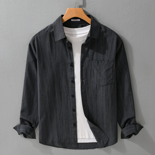 Herren Leichtes Layering-Hemd aus Baumwollmix mit Brusttasche und dezentem Streifenrelief Shop Nory