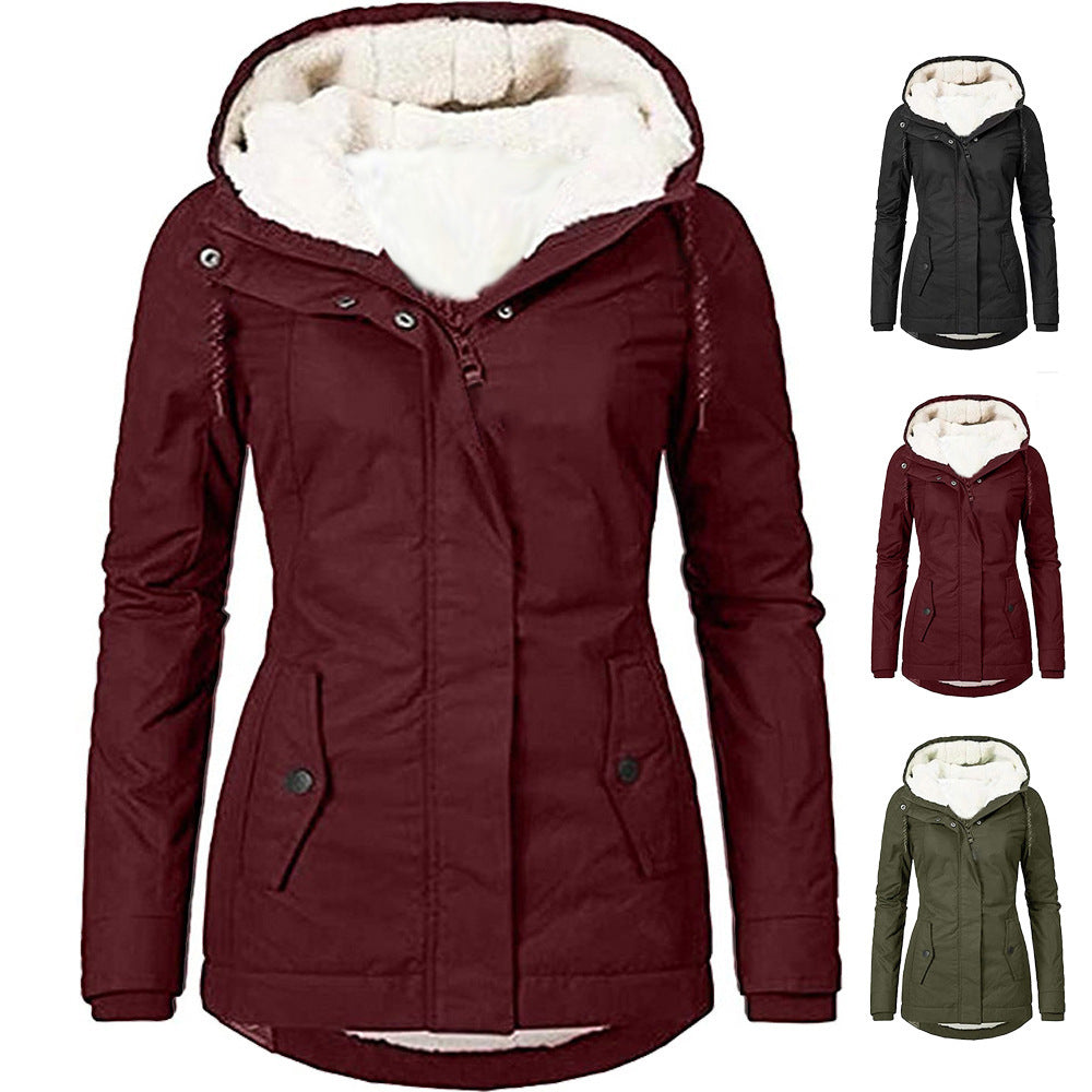 Damen Parka mit Teddyfutter, Kapuze und taillierter Silhouette Shop Nory