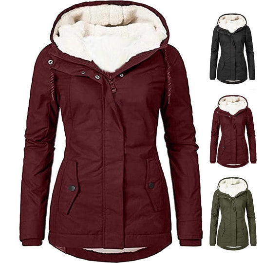 Damen Parka mit Teddyfutter, Kapuze und taillierter Silhouette Shop Nory