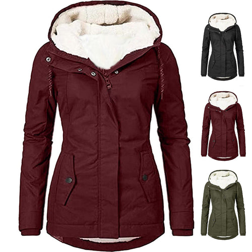 Damen Parka mit Teddyfutter, Kapuze und taillierter Silhouette Shop Nory