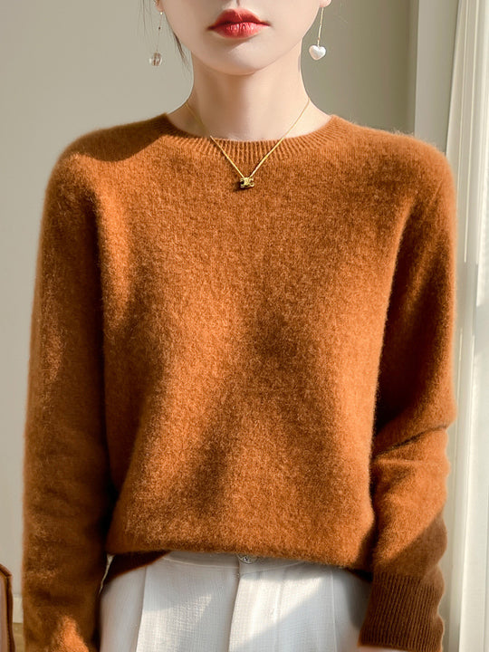 Damen Luxuriöser Kuschelstrick-Pullover mit Rundhals und Mohair-Optik Shop Nory