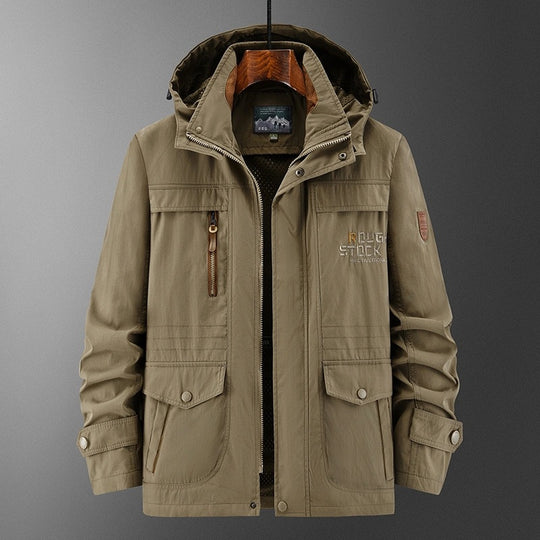 Herren Wetterfeste Utility-Fieldjacke mit Kapuze, Mesh-Futter und Multifunktions-Taschen Shop Nory