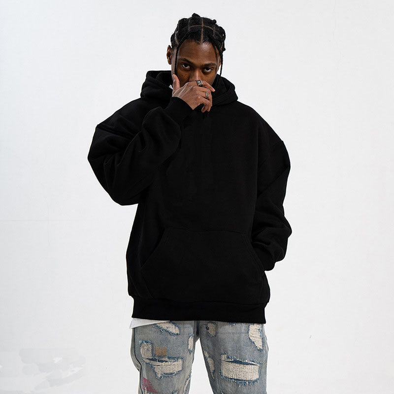 Unisex minimalistischer Oversize-Kapuzenpullover mit gedoppelter Kapuze, tiefer Schulter und breitem Rippbund Shop Nory