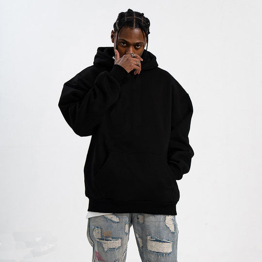 Unisex minimalistischer Oversize-Kapuzenpullover mit gedoppelter Kapuze, tiefer Schulter und breitem Rippbund Shop Nory