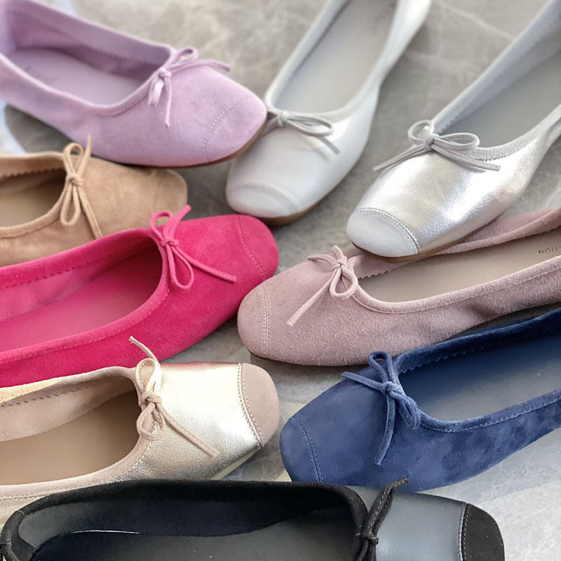 Damen Flache Ballerinas mit zierlichem Schleifenakzent