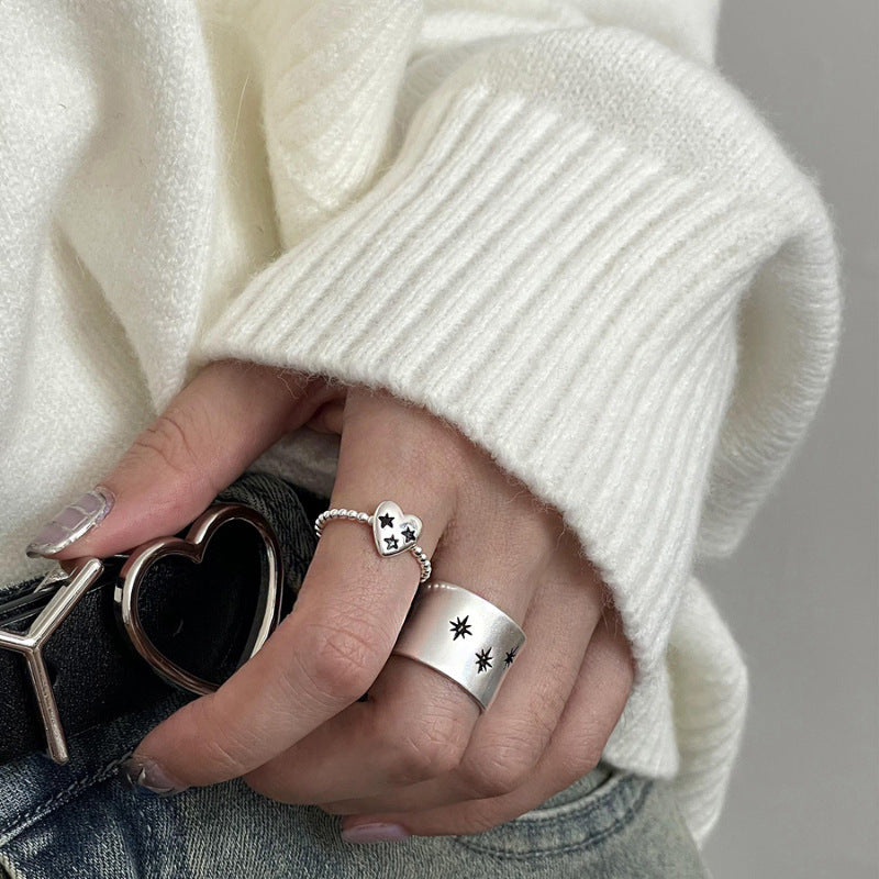 Damen herzförmiger Ring mit Sternen Shop Nory