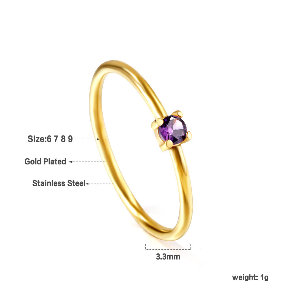 Damen Ring mit funkelndem blauen Zirkonia aus hochwertigem Edelstahl und goldplattierter Oberfläche Shop Nory