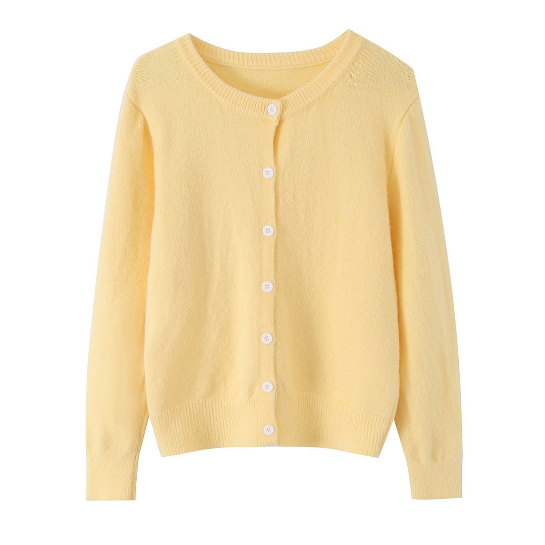 Damen Feinstrick-Cardigan mit Rundhalsausschnitt, durchgehender Knopfleiste und geripptem Saum Shop Nory