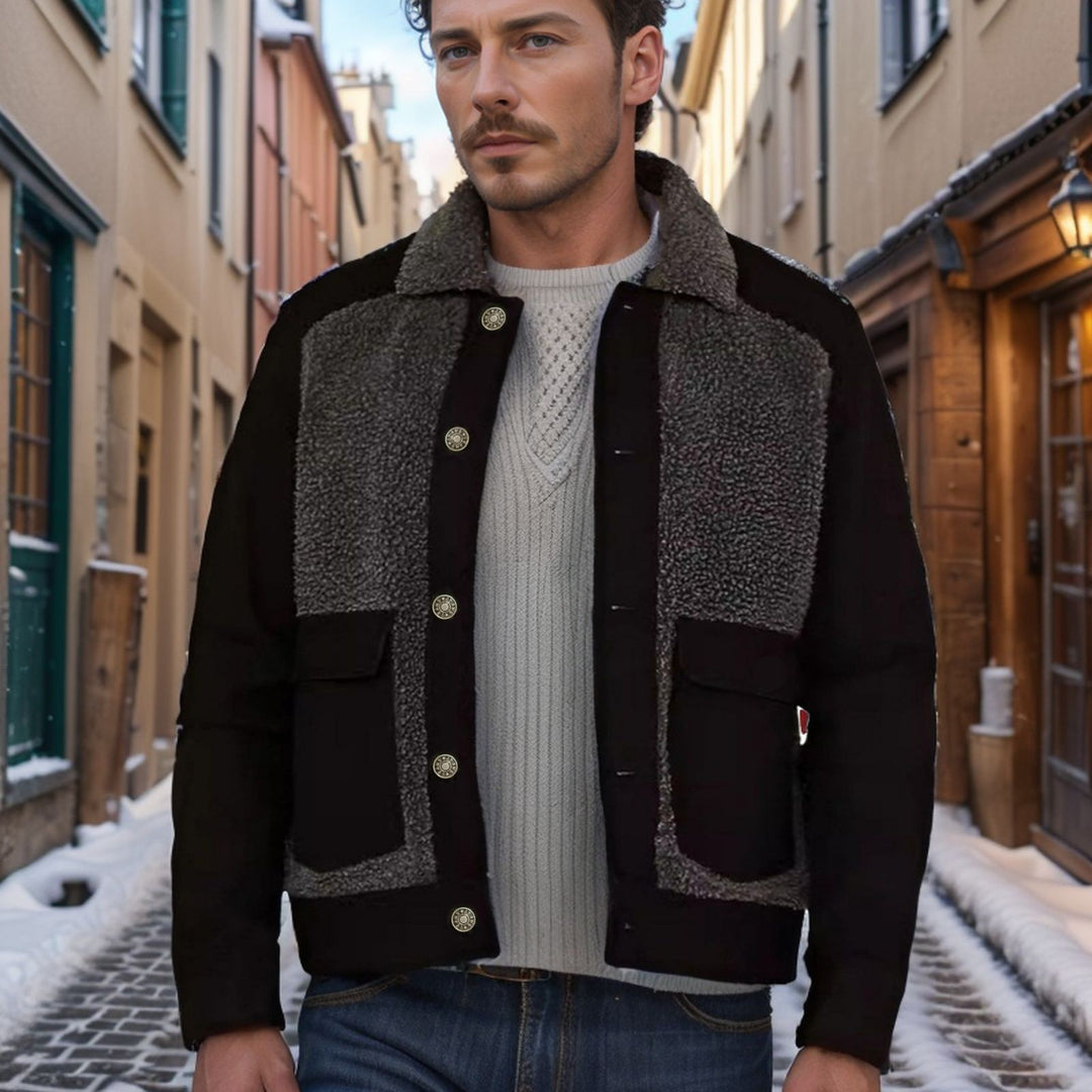 Herren Overshirt-Jacke mit Teddyfutter, aufgesetzten Pattentaschen und Knopfleiste Shop Nory