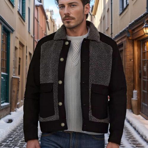 Herren Overshirt-Jacke mit Teddyfutter, aufgesetzten Pattentaschen und Knopfleiste Shop Nory