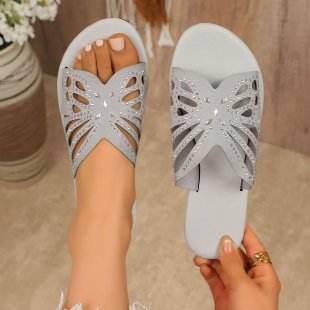 Damen Elegante Riemchen-Sandalen mit floralem Cut-Out-Design