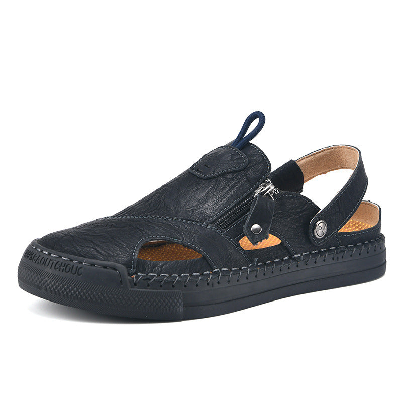 Herren Atmungsaktive und bequeme Leder-Sandalen mit verstellbarem Riemensystem