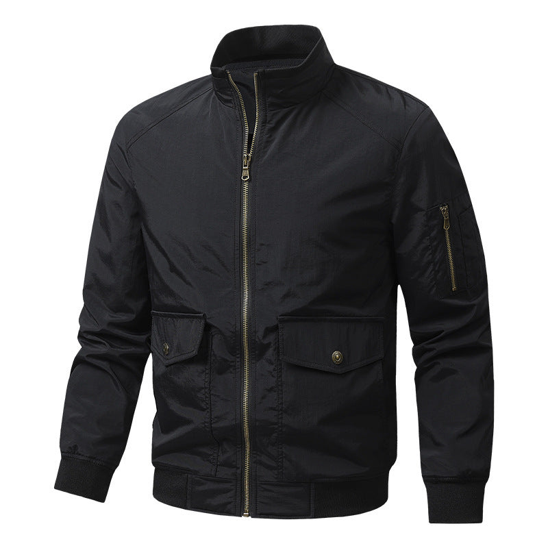 Herren Wind- und Wasserabweisende Urban-Bomberjacke mit Stehkragen und Mehrfach-Taschen Shop Nory