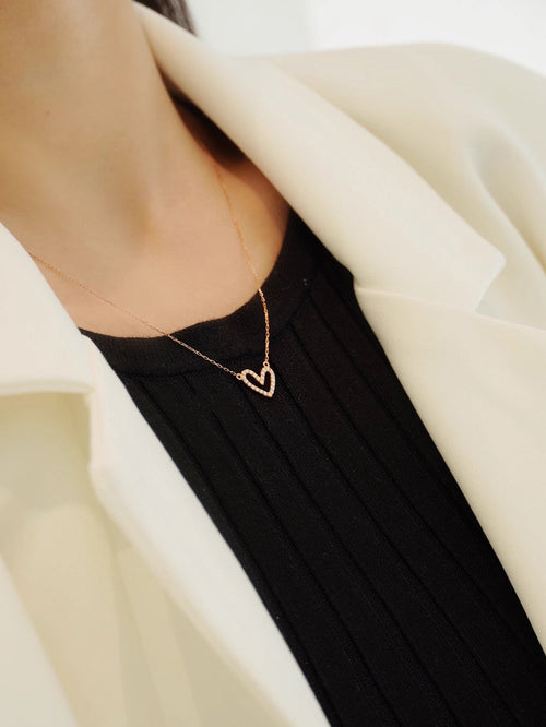 925 Sterling Silber Kabelkette Beschichtung Herzform Anhänger Halskette | Shop Nory