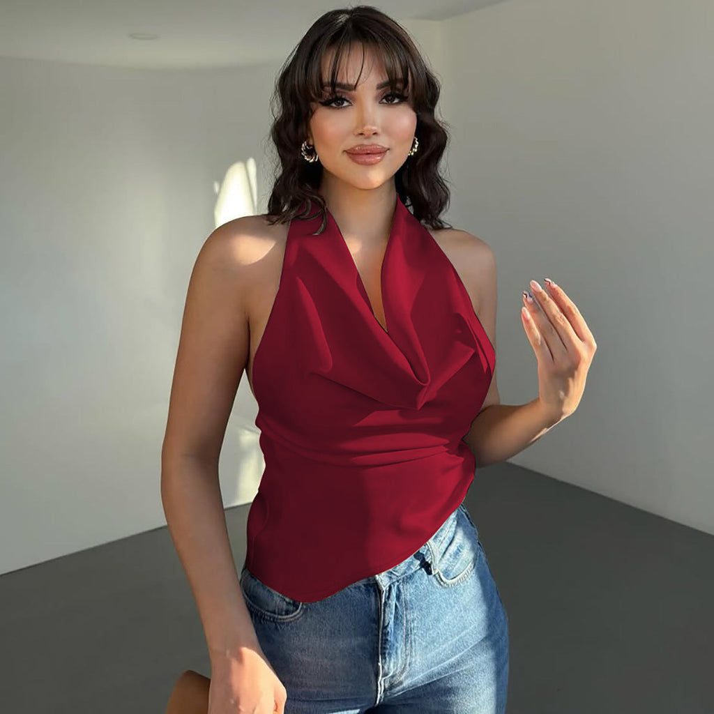 Damen Elegantes Open-Back Top mit langem Rückenausschnitt Shopnory