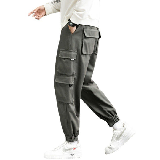 Herren Cargo-Joggerhose mit mehreren aufgesetzten Taschen, elastischem Bund und gekräuselten Knöcheln Shop Nory