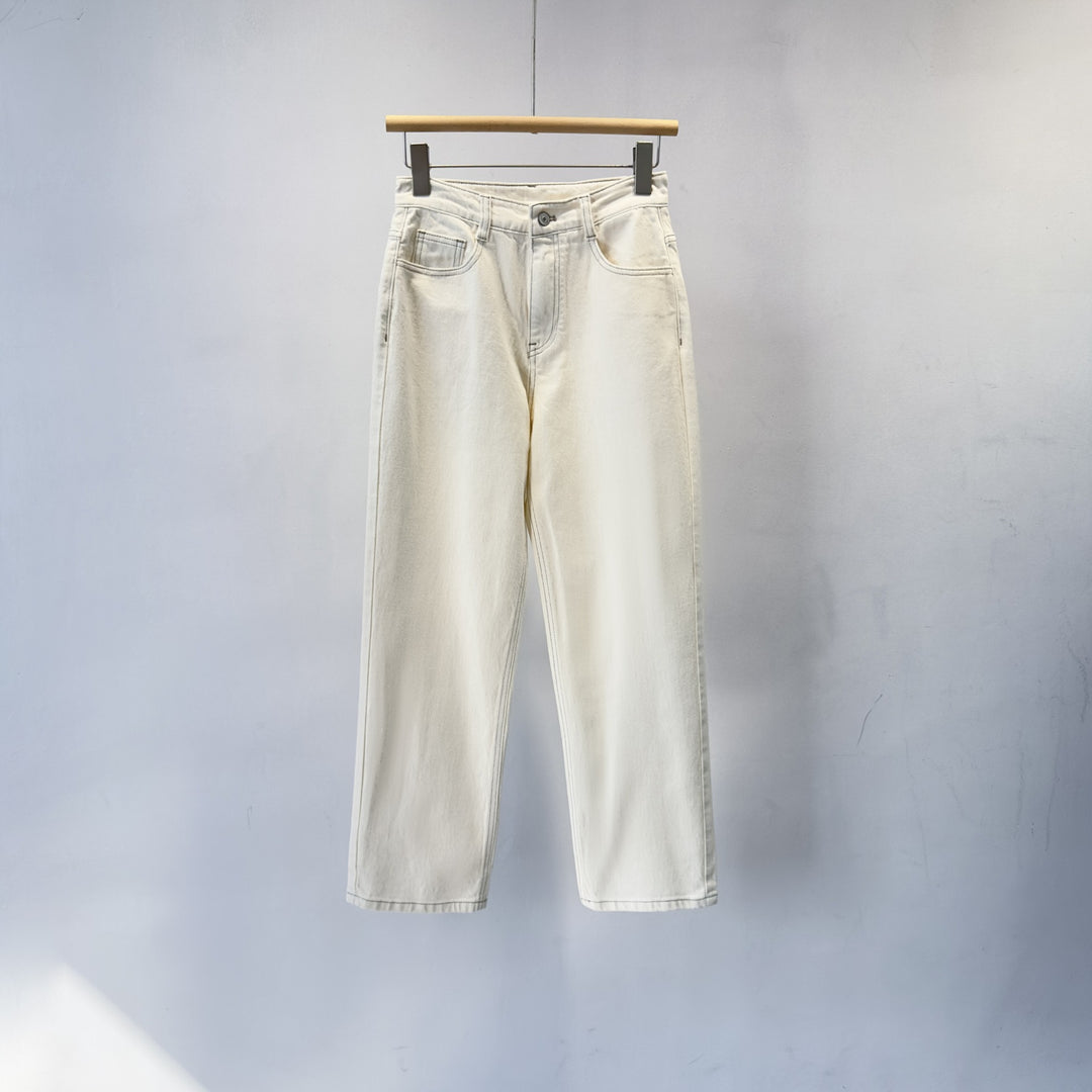 Damen Hoch sitzende Weitbein Denim Hose Shop Nory