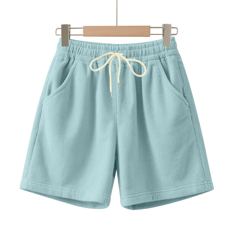 Herren nan gerippte Jersey-Shorts mit elastischem Bund, dekorativem Kordelzug und seitlichen Eingrifftaschen