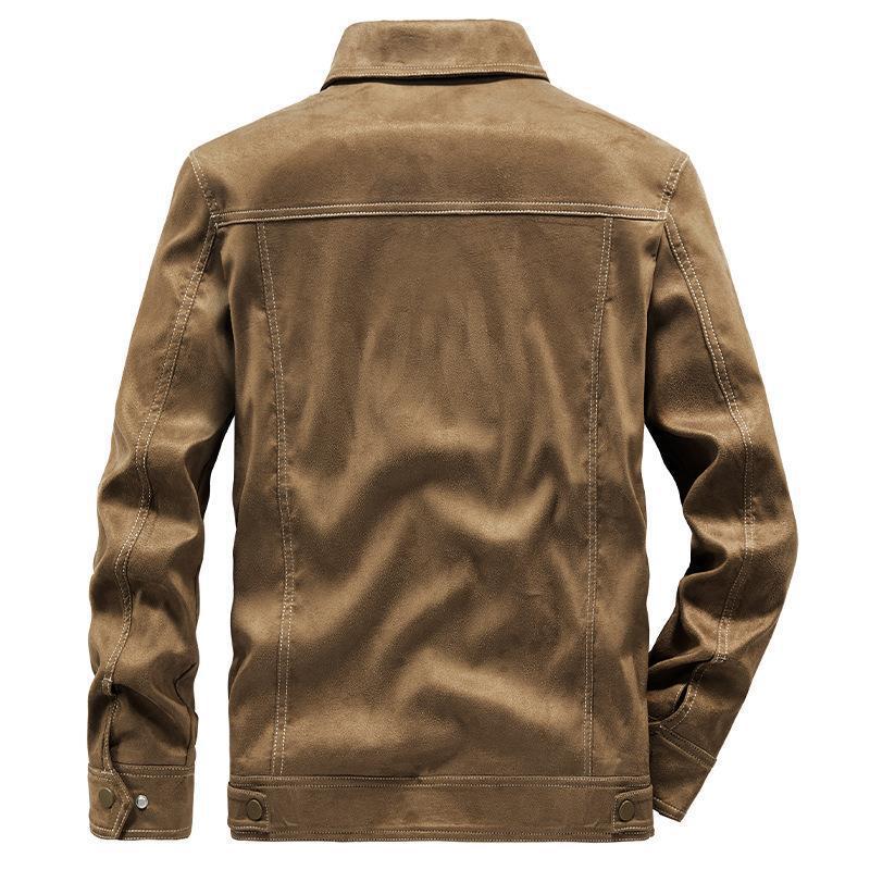 Herren Wildlederoptische Truckerjacke mit Druckknopfverschluss Shop Nory