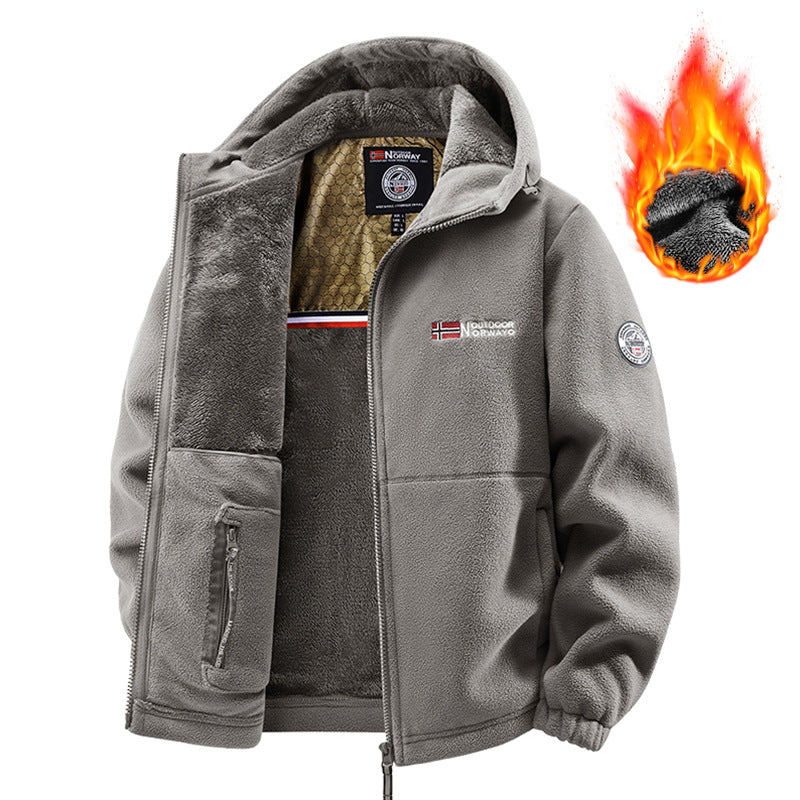 Herren Thermo-Fleecejacke mit Teddyfutter, Stehkragen und verdeckten Innentaschen Shop Nory