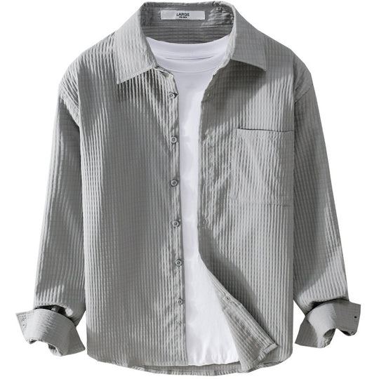 Herren Texturiertes Waffelstruktur-Overshirt mit Brusttasche und legerer Passform Shop Nory